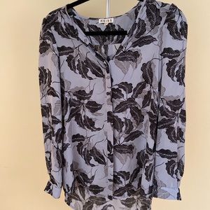Reiss Blue Leafy Print Blouse